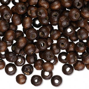 Bead, wood (dyed / waxed), dark brown, 6x5mm hand-cut rondelle. Sold per pkg of 500.