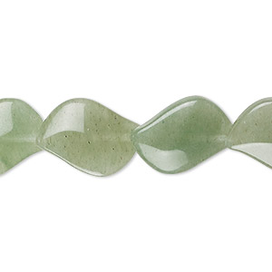 Bead, green aventurine (natural), light to medium, 18x13mm lentil-drilled leaf, B grade, Mohs hardness 7. Sold per 15-1/2&quot; to 16&quot; strand.