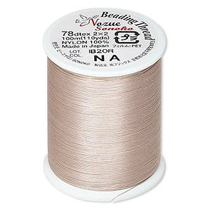 Thread, Nozue Sonoko, nylon, beige, 0.29mm diameter, 8-pound test. Sold per 110-yard spool.
