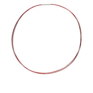 Necklace, plastic coated stainless steel, red, 5-strand choker-style, 18-inches. Sold individually.