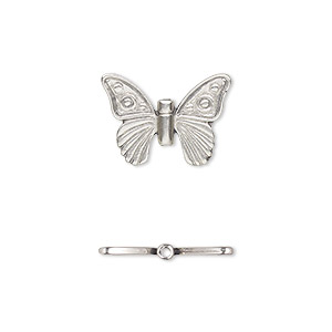 Bead, JBB Findings, antiqued sterling silver, 17x13mm butterfly. Sold individually.