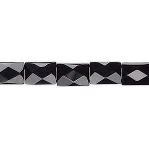 Bead, black onyx (dyed), 9x6mm faceted rectangle, B grade, Mohs hardness 6-1/2 to 7. Sold per 15-1/2&quot; to 16&quot; strand.