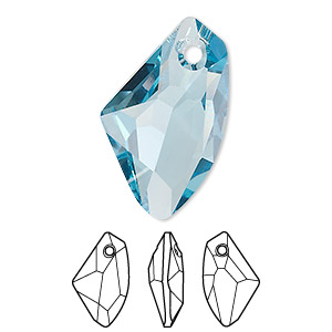 Drop, Swarovski® crystals, Crystal Passions®, aquamarine, 27x16mm ...