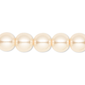 Bead, crystal pearl, cream, 10mm round. Sold per pkg of (2) 15-1/2&quot; to 16&quot; strands, approximately 80 beads.