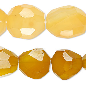 Bead, agate (dyed), light amber yellow, small to medium hand-faceted nugget, Mohs hardness 6-1/2 to 7. Sold per 15-1/2&quot; to 16&quot; strand.