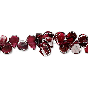 Bead, garnet (dyed), 7x4mm hand-cut top-drilled flat teardrop, C grade, Mohs hardness 7 to 7-1/2. Sold per 16-inch strand.