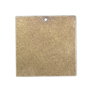 Drop, brass, 28x28mm double-sided flat square blank. Sold per pkg of 4.