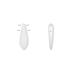 Bead, Czech pressed glass, opaque white, 16x5mm top-drilled dagger with 2 holes. Sold per pkg of 20.