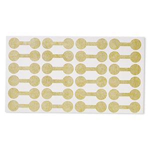 Jewelry tag, Rhino Skin DuPont&#153; Tyvek&reg;, polyethylene, gold, 7/16 inches round, 1-3/8 inches overall. Sold per pkg of 1,000.
