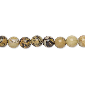 Bead, landscape stone (natural), 6mm round, B grade, Mohs hardness 3-1/2 to 4. Sold per 15-1/2&quot; to 16&quot; strand.