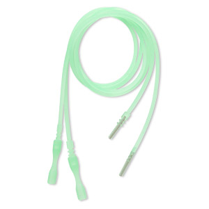 Necklace cord, silicone, translucent lime green, 2.2-2.5mm wide, 18 inches with snap closure. Sold per pkg of 4.