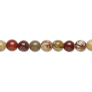 Bead, rainbow brecciated jasper (natural), 6mm round, B grade, Mohs hardness 6-1/2 to 7. Sold per 15-1/2&quot; to 16&quot; strand.