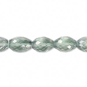 Bead, quartz crystal (coated), green AB, 11x8mm hand-cut faceted oval, B grade, Mohs hardness 7. Sold per pkg of 10.