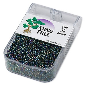 Seed bead, Ming Tree&#153;, glass, opaque iris green, #11 round. Sold per 1/4 pound pkg.