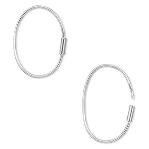 Earring, sterling silver, 20x14mm-23x16mm oval wire hoop. Sold per pair.
