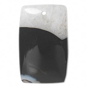 Focal, black agate and quartz (dyed), 40x25mm rectangle, C grade, Mohs hardness 6-1/2 to 7. Sold individually.