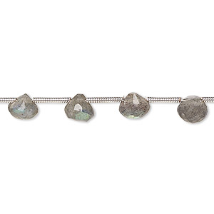 Bead, labradorite (natural), 6x4mm-7mm hand-cut top-drilled faceted teardrop, C grade, Mohs hardness 6 to 6-1/2. Sold per pkg of 16 beads.