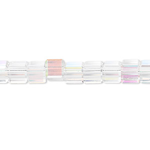 Bead, 18-facet, clear AB, 6mm faceted cube. Sold per 15-1/2&quot; to 16&quot; strand, approximately 65 beads.