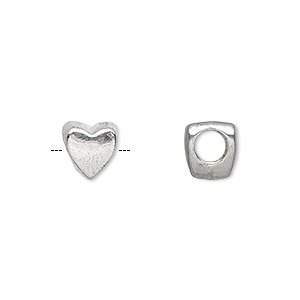 Bead, antique silver-plated &quot;pewter&quot; (zinc-based alloy), 8mm double-sided heart. Sold per pkg of 20.