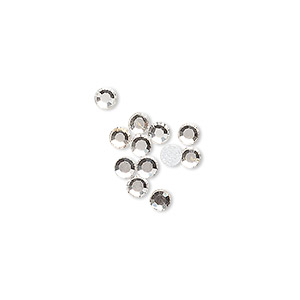 Flat back, glass, clear, silver-colored foil back, 3-3.2mm faceted round, SS12. Sold per pkg of 12.