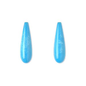 Bead, Sleeping Beauty turquoise (natural), 22x6mm half-drilled teardrop, A- grade, Mohs hardness 5 to 6. Sold per pkg of 2.