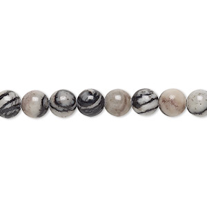Bead, black silk stone (natural), 6mm round, C grade, Mohs hardness 4. Sold per 15-1/2&quot; to 16&quot; strand.