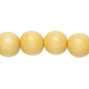 Bead, Taiwanese cheesewood (dyed / waxed), dark yellow, 11-12mm round. Sold per pkg of (2) 15-1/2&quot; to 16&quot; strands.