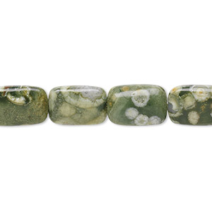 Bead, rhyolite (natural), light to dark, 12x8mm puffed rectangle, B grade, Mohs hardness 6-1/2 to 7. Sold per 15-1/2&quot; to 16&quot; strand.