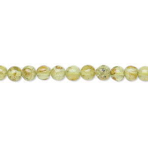 Bead, peridot (natural), 4-5mm hand-cut round, D grade, Mohs hardness 6-1/2 to 7. Sold per 14-inch strand.