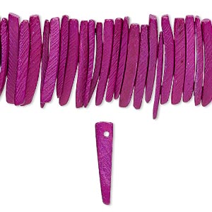 Bead, coconut palm wood (dyed / waxed), dark purple, 25x4mm hand-cut top-drilled stick. Sold per 15-1/2&quot; to 16&quot; strand.