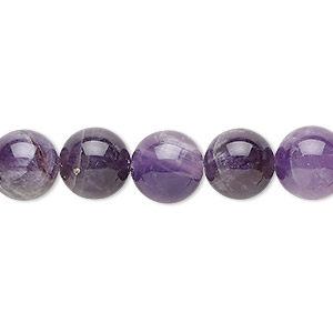 Bead, banded amethyst (natural), 10mm round, B grade, Mohs hardness 7. Sold per 15-1/2&quot; to 16&quot; strand.