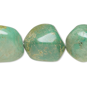 Bead, turquoise (dyed / stabilized), green-brown, medium to large tumbled nugget, Mohs hardness 5 to 6. Sold per 15-1/2&quot; to 16&quot; strand.