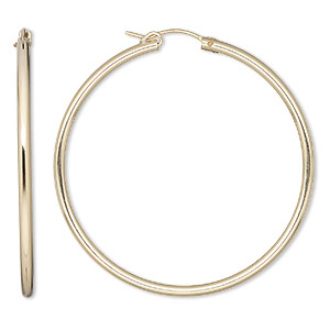 Earring, Create Compliments&reg;, 14Kt gold-filled, 50mm flexible round hoop with latch-back closure. Sold per pair.
