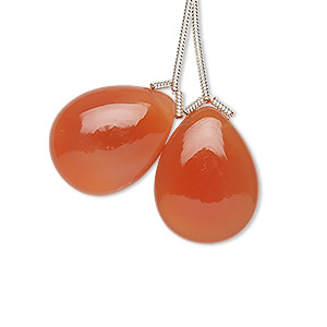 Bead, carnelian (dyed / heated), 20x15mm hand-cut top-drilled teardrop, B grade, Mohs hardness 6-1/2 to 7. Sold per pkg of 2 beads.