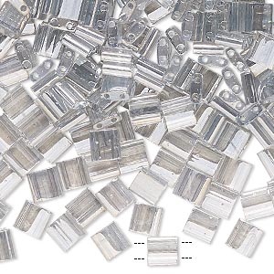 Bead, Miyuki, TILA&reg;, glass, transparent luster light grey, (TL1881), 5mm square with (2) 0.8mm holes, fits up to 3mm beads. Sold per 10-gram pkg.