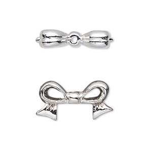 Bead, silver-plated pewter (tin-based alloy), 22x12mm bow, fits 10mm cube bead. Sold per pkg of 2.