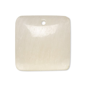 Focal, golden selenite (waxed), 28-30mm hand-cut one-sided puffed square, B grade, Mohs hardness 2 to 2-1/2. Sold individually.