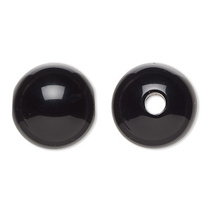 Bead, black onyx (dyed), 18x17mm semi-round, B grade, Mohs hardness 6-1/2 to 7. Sold individually.