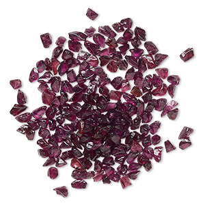 Inlay chip, rhodolite garnet (natural), mini undrilled chip, Mohs hardness 7 to 7-1/2. Mini chips range in size from approximately 1mm to 9mm. Sold per 1-ounce pkg.