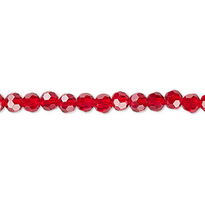 Bead, Celestial Crystal&reg;, 32-facet, transparent red, 4mm faceted round. Sold per 15-1/2&quot; to 16&quot; strand, approximately 100 beads.