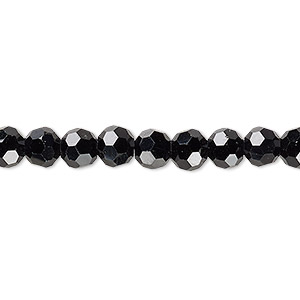 Bead, Celestial Crystal&reg;, 32-facet, opaque black, 6mm faceted round. Sold per 15-1/2&quot; to 16&quot; strand, approximately 65 beads.