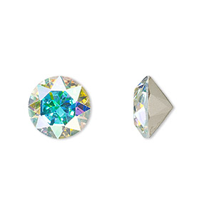 Chaton, crystal rhinestone, crystal clear AB, foil back, 12.97-13.22mm faceted round, SS55. Sold per pkg of 2.