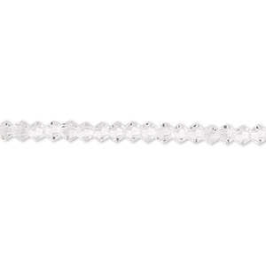 Bead, Celestial Crystal&reg;, 16-facet, transparent clear, 3mm faceted bicone. Sold per 15-1/2&quot; to 16&quot; strand, approximately 160 beads.