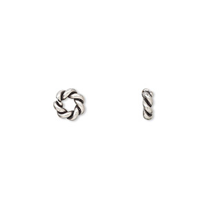 Jump ring, Hill Tribes, antique fine silver, 6mm twisted round, 2.5mm inside diameter, 12 gauge. Sold per pkg of 2.