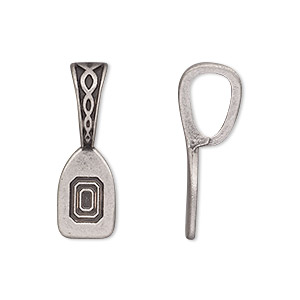 Bail, glue-on, antique silver-plated &quot;pewter&quot; (zinc-based alloy), 26x9mm infinity design with 14x9mm flat base. Sold per pkg of 2.