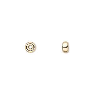 Bead, 14Kt gold, 5x2.5mm flat rondelle. Sold individually.