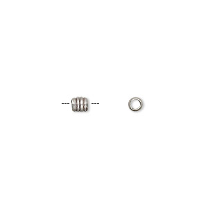 Bead, Hill Tribes, antiqued fine silver, 3.5x3mm ribbed round tube. Sold per pkg of 6.