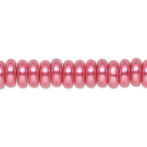 Bead, Celestial Crystal&reg;, crystal pearl, pink, 8x3mm rondelle. Sold per 15-1/2&quot; to 16&quot; strand, approximately 120 beads.