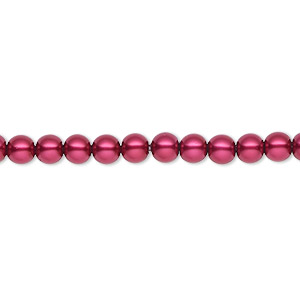 Bead, Celestial Crystal&reg;, crystal pearl, red, 4mm round. Sold per pkg of (2) 15-1/2&quot; to 16&quot; strands, approximately 200 beads.