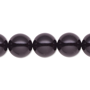Bead, Celestial Crystal&reg;, crystal pearl, black, 12mm round. Sold per 15-1/2&quot; to 16&quot; strand, approximately 30 beads.